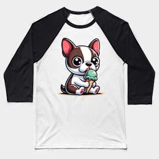 Boston Terrier Eating Ice Cream Baseball T-Shirt